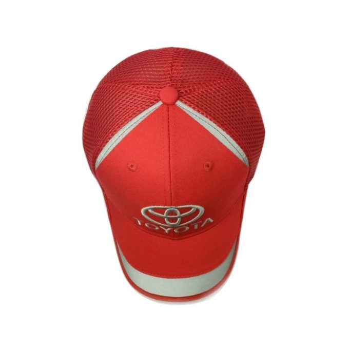 TOYOTA Red Team Cap Cool Embroidered Car Logo Adjustable Rear Silver Belt Buckle One Size Fits Most