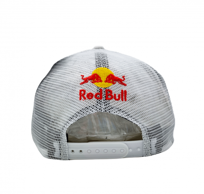 Red Bull Cap White Red Flat Brim