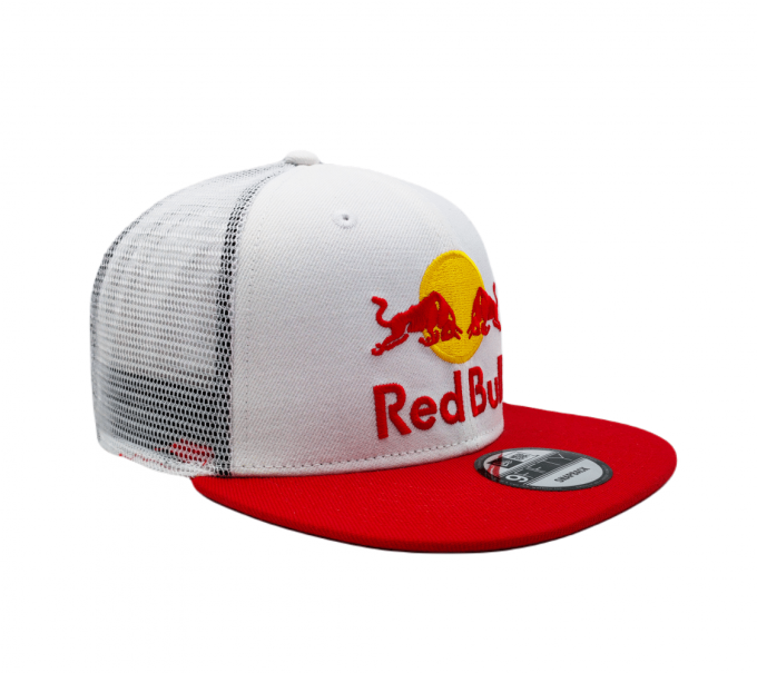 Red Bull Cap White Red Flat Brim