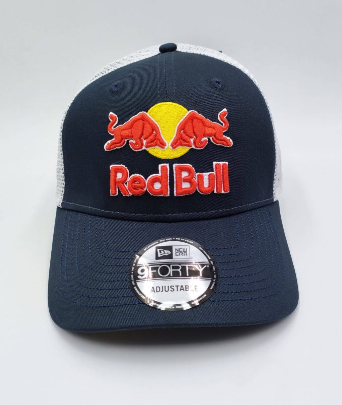 Blue Red Bull Cap White Mesh Hat