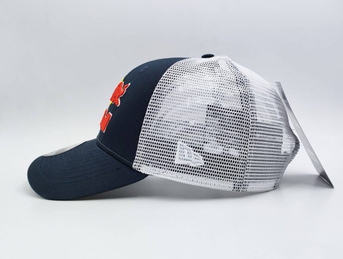 Blue Red Bull Cap White Mesh Hat