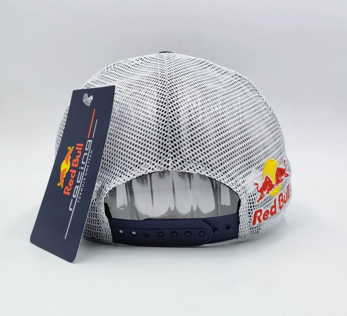 Blue Red Bull Cap White Mesh Hat