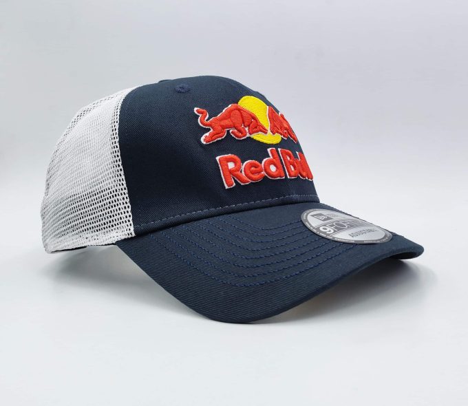 Blue Red Bull Cap White Mesh Hat