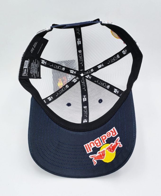 Blue Red Bull Cap White Mesh Hat