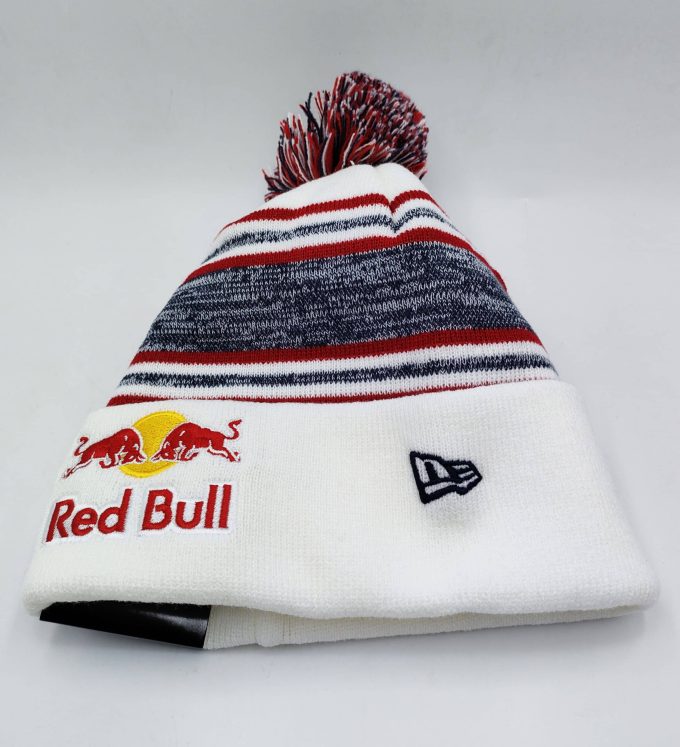 Red Bull Striped Beanie Pompom Hat