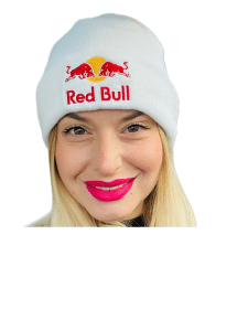 Red bull beanie hat snowboarding white