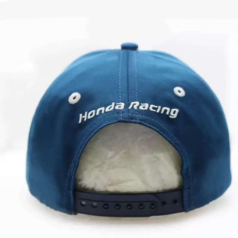 HONDA Racing Wing of godess Cap Blue Peak White Front Embroidered HRC Left Side Profile Front Red Car Logo Adjustable Plastic Button Snapback Hat