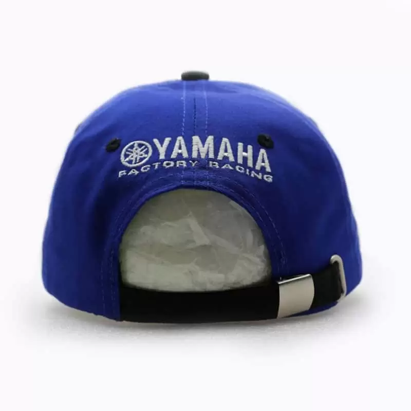YAMAHA movistar Revs Your Heart Cap Black Peak Blue Front Embroidered Factory Racing Rear Side Profile Embroidery Adjustable Silver Buckle Belt One Size Fits Most