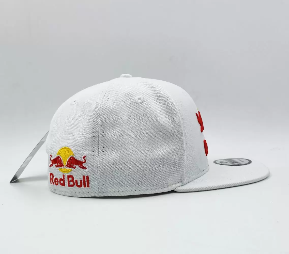 new era red bull white cap flat brim snapback hat