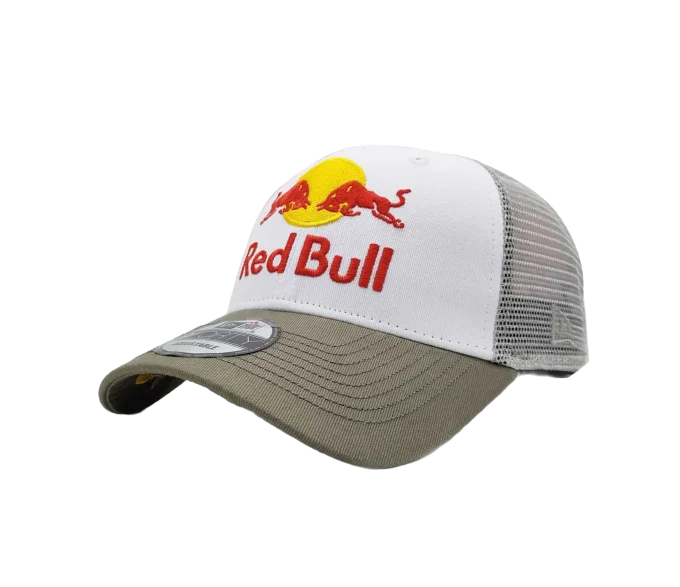 Red bull cap white khaki hat