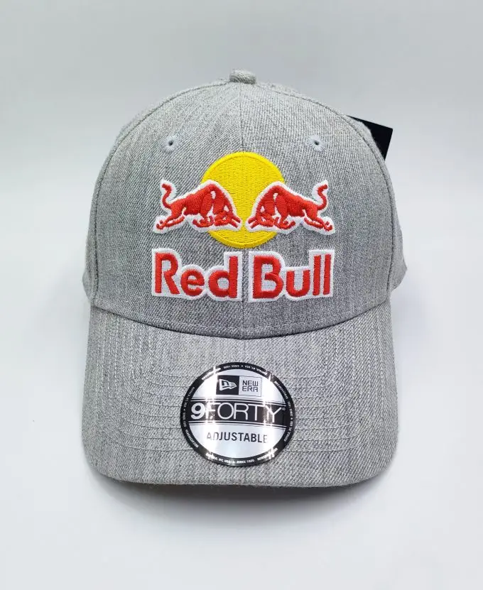 Red bull cap curved brim gray new era hat
