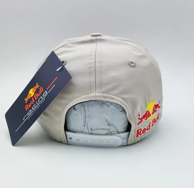 Khaki white red bull cap