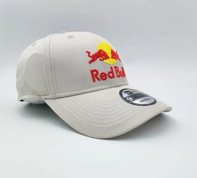 Khaki white red bull cap