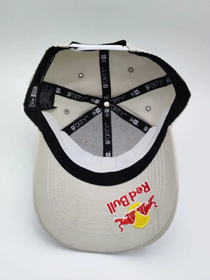 Khaki white red bull cap